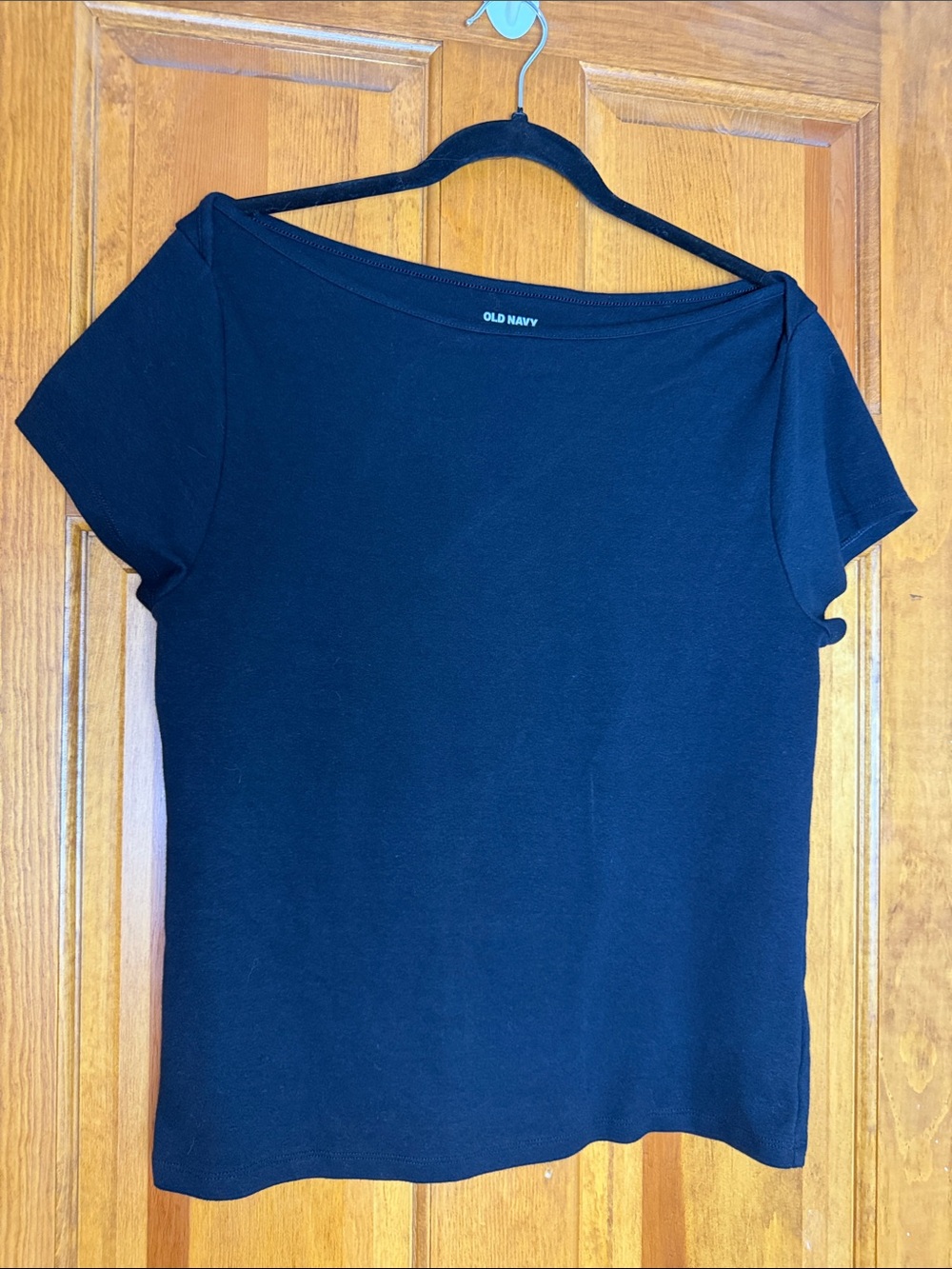 Old Navy Black Boatneck Short Sleeve Top - Classic Women's Tee XL